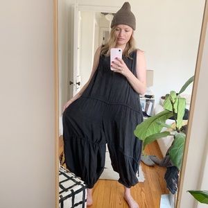 Black Crane Linen "Lantan" Jumpsuit